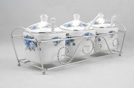 紅牡丹骨瓷調味罐三件套 非陶瓷的廚房藝術與實用之選